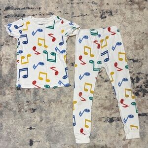Cat & Jack White Pajama Set with Colorful Notes size 5T